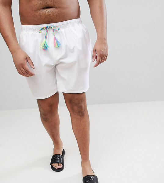 Белые шорты для плавания средней длины с разноцветным затягивающимся ш ASOS DESIGN 1150407