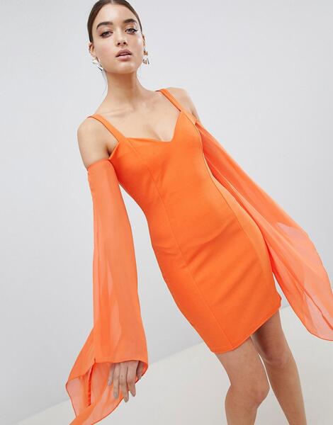 Облегающее платье из шифона Club L Angel Wing - Оранжевый 1266955