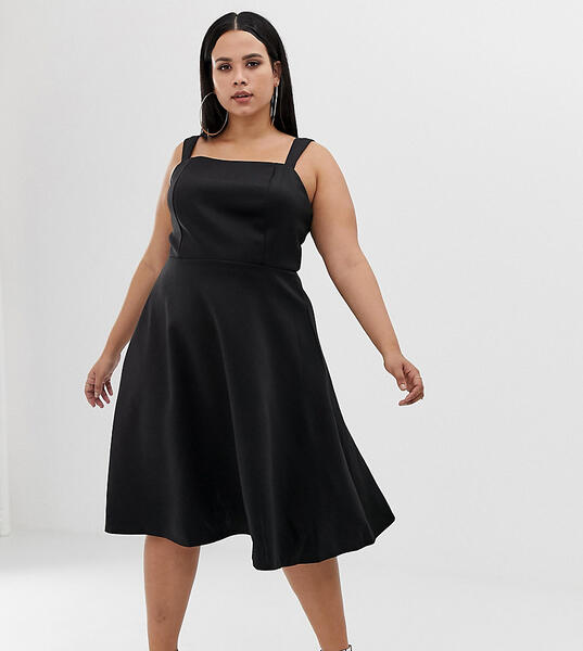 Платье для выпускного с квадратным вырезом ASOS DESIGN Curve - Черный Asos Curve 1249151