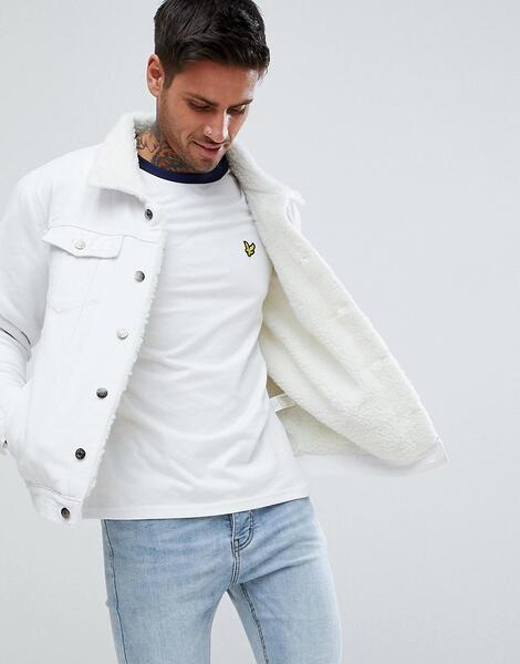 Белая джинсовая куртка с подкладкой из искусственного меха boohooMAN 1214058