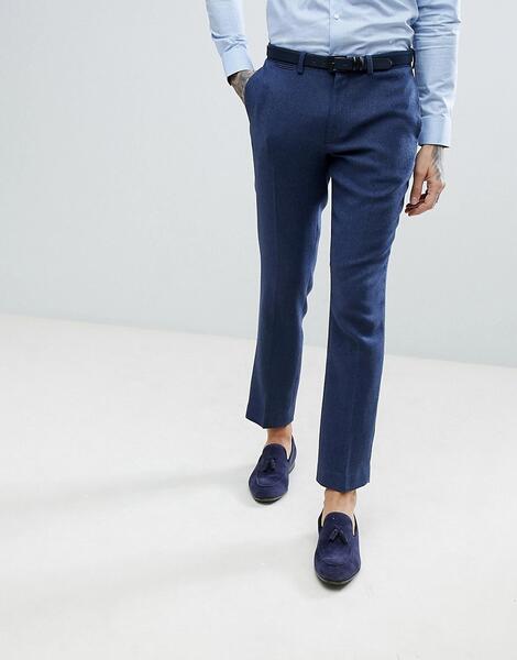 Синие облегающие брюки с добавлением шерсти ASOS DESIGN wedding 1141197