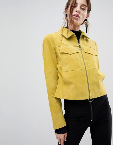 Замшевая куртка с карманами ASOS - Желтый ASOS DESIGN 1201847