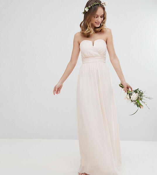 Платье макси с лифом-бандо TFNC Petite - Розовый 1181298