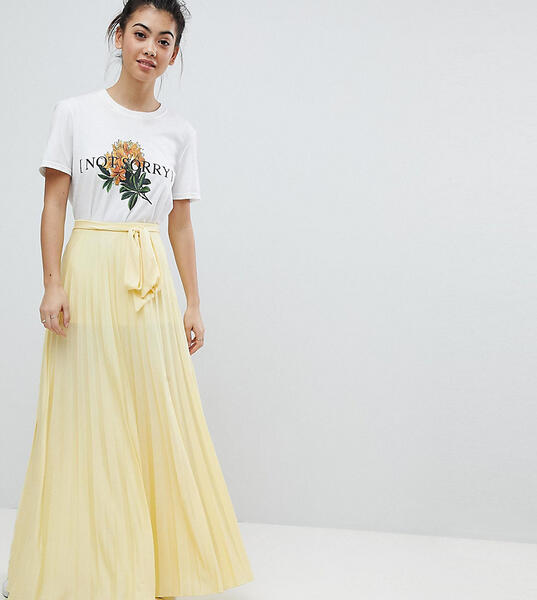 Плиссированная юбка макси с поясом ASOS PETITE - Желтый 1218160