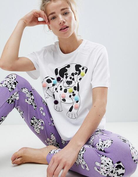 Пижамный комплект из футболки и леггинсов с принтом далматинцев и отде ASOS DESIGN 1211108