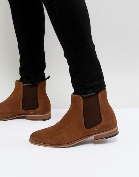 Светло-коричневые замшевые ботинки челси Walk London - Рыжий 1178932