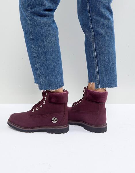 Бордовые ботинки на шнуровке Timberland 6 Inch Premium - Фиолетовый 1118431