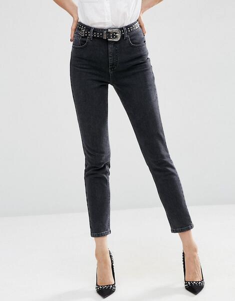 Черные выбеленные джинсы слим в винтажном стиле с завышенной талией AS ASOS DESIGN 1112622