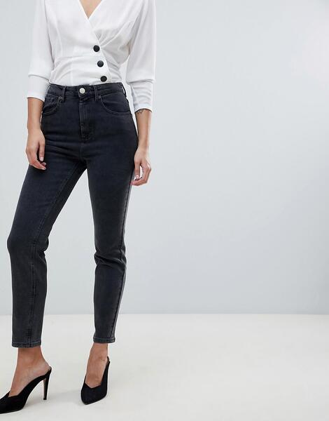 Черные выбеленные джинсы слим в винтажном стиле с завышенной талией AS ASOS DESIGN 1136696