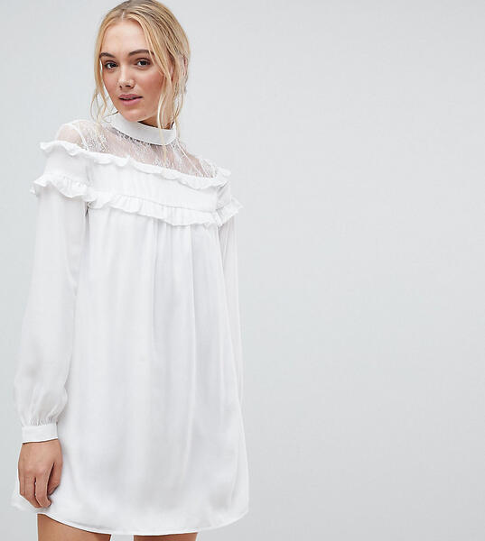 Платье с кружевной вставкой и оборками Fashion Union Tall - Белый 1205462