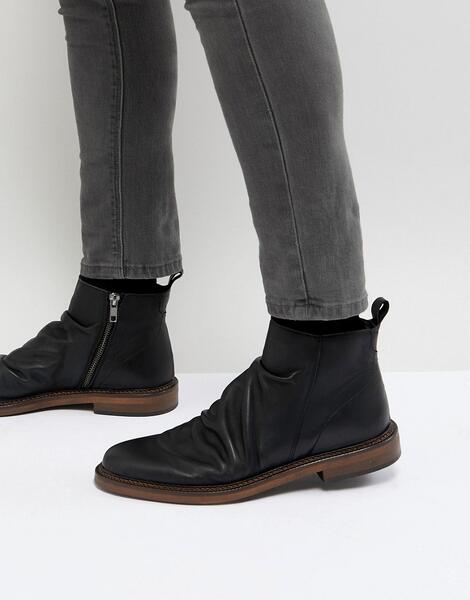 Черные кожаные ботинки на молнии Walk London - Черный 1194553