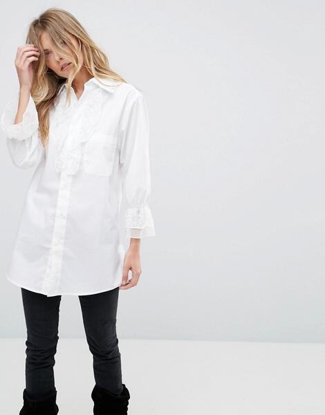 Рубашка с кружевной отделкой Anna Sui Vine - Белый 1127399