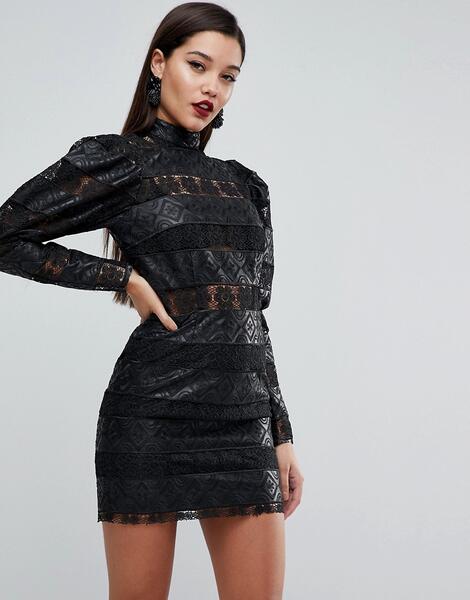 Платье мини с кружевными вставками ASOS EDITION - Черный 1156966