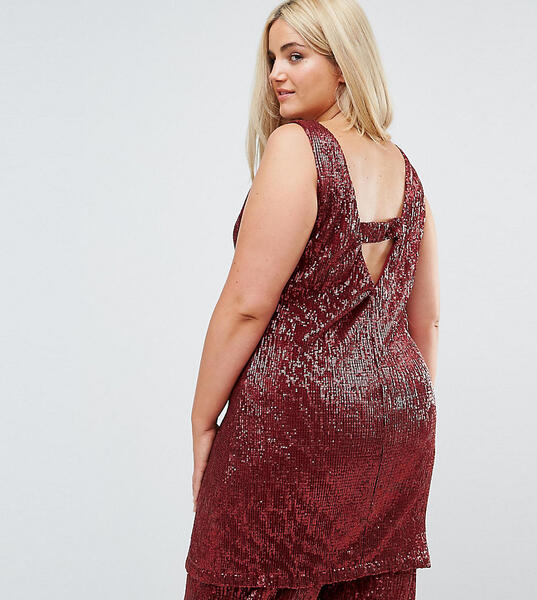 Платье-футляр с пайетками и V-образным вырезом на спине Elvi - Красный 1144884