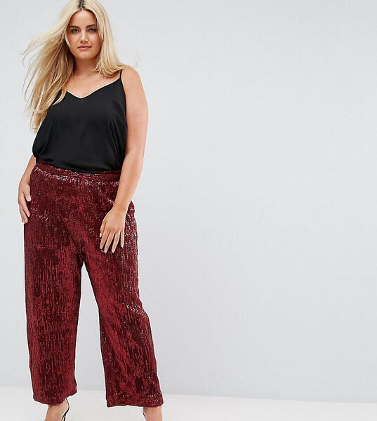 Широкие брюки с пайетками Elvi Premium - Красный 1144879