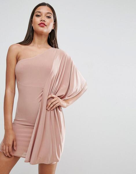 Платье мини на одно плечо ASOS - Розовый ASOS DESIGN 1062524