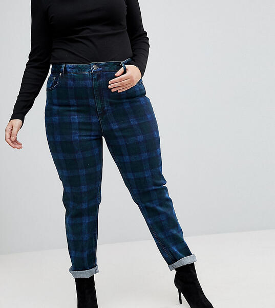 Клетчатые джинсы в винтажном стиле узкого кроя с завышенной талией ASO Asos Curve 1167200
