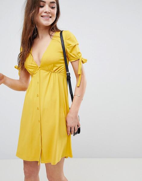 Чайное платье мини на пуговицах ASOS - Желтый ASOS DESIGN 1207401
