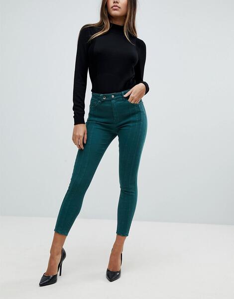 Зеленые джинсы скинни с завышенной талией ASOS RIDLEY - Зеленый ASOS DESIGN 1190985
