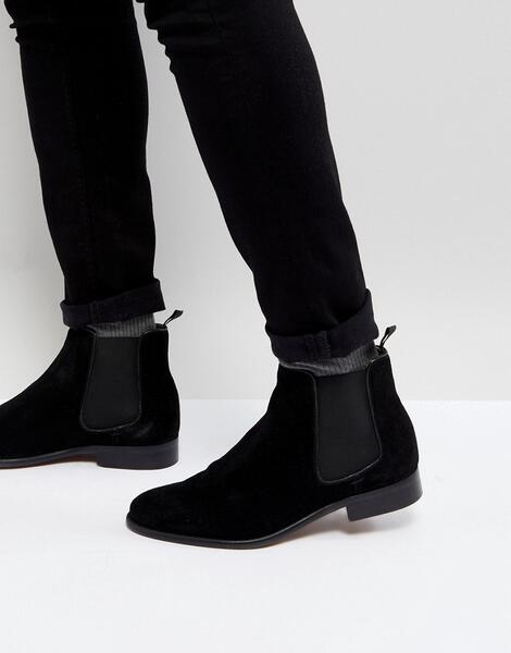 Черные замшевые ботинки челси Walk London - Черный 1178926
