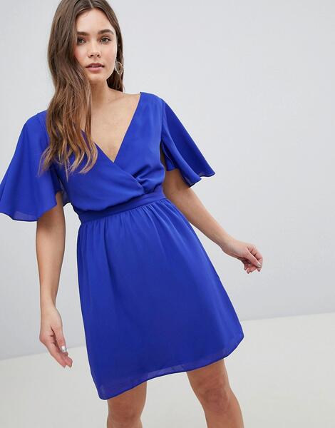 Платье мини с рукавами клеш ASOS - Синий ASOS DESIGN 1200353