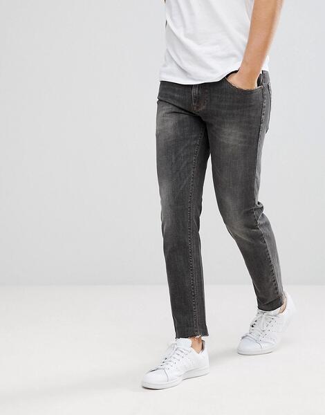 Черные эластичные джинсы слим с необработанными краями ASOS - Черный ASOS DESIGN 1154655