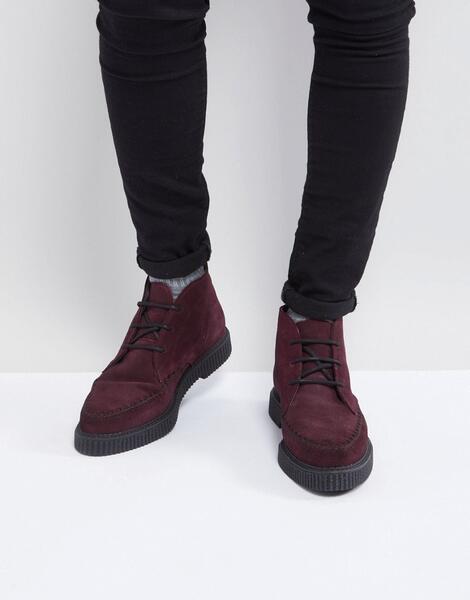 Бордовые замшевые ботинки-криперы на шнуровке ASOS - Красный ASOS DESIGN 1129171