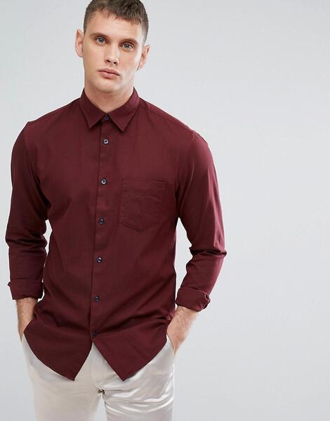 Приталенная рубашка с контрастными пуговицами Selected Homme - Красный 1122190