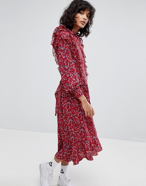 Платье макси с оборками и цветочным принтом STYLENANDA - Красный STYLE NANDA 1190110