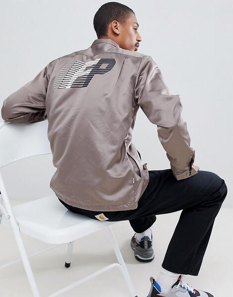 Атласная спортивная куртка с принтом на спине Fairplay - Серый 1174711