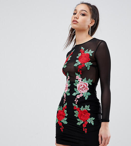 Сетчатое облегающее платье мини с цветочной аппликацией NaaNaa Tall 1159517
