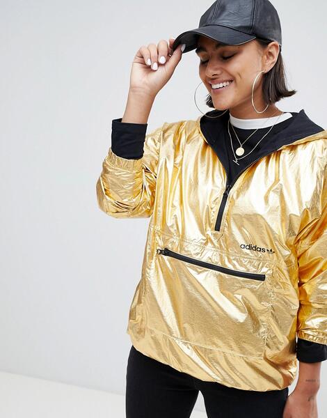 Блестящая золотистая куртка на молнии с капюшоном adidas Originals 1137917