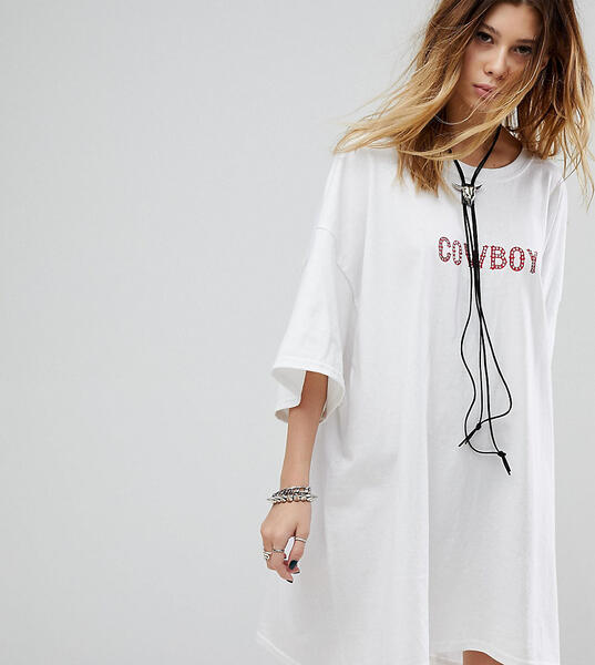 Платье-футболка со стразами в винтажном стиле Milk It - Белый 1210324