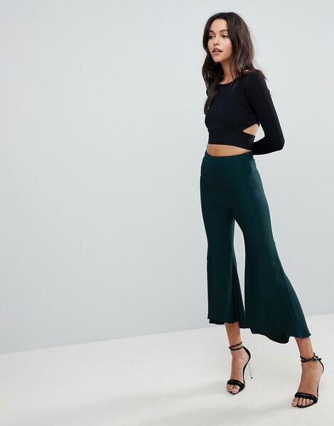 Мягкие расклешенные брюки ASOS Tailored - Зеленый ASOS DESIGN 1193691
