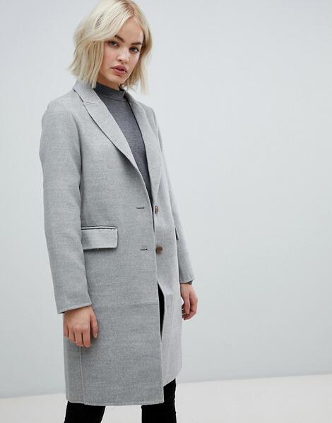 Серое приталенное пальто New Look - Серый 1188019