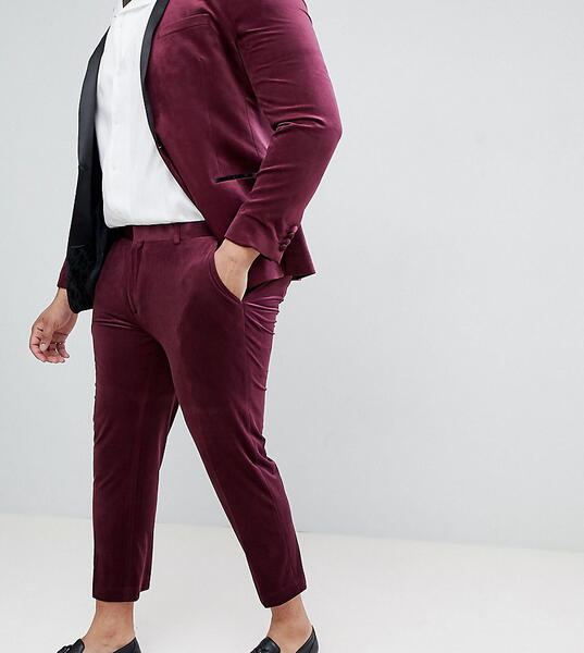 Бордовые бархатные укороченные брюки скинни ASOS PLUS - Красный ASOS DESIGN 1091837