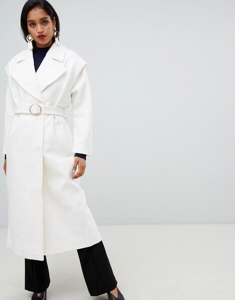 Пальто в стиле 80-х с поясом ASOS - Розовый ASOS DESIGN 1125937