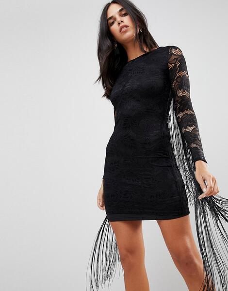 Кружевное платье с бахромой Forever Unique - Черный 1181830