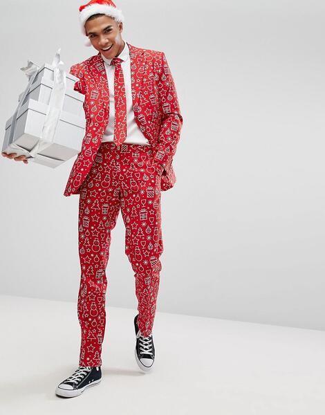 Костюм и галстук с новогодним принтом OPPO - Красный Oppo Suits 1159850
