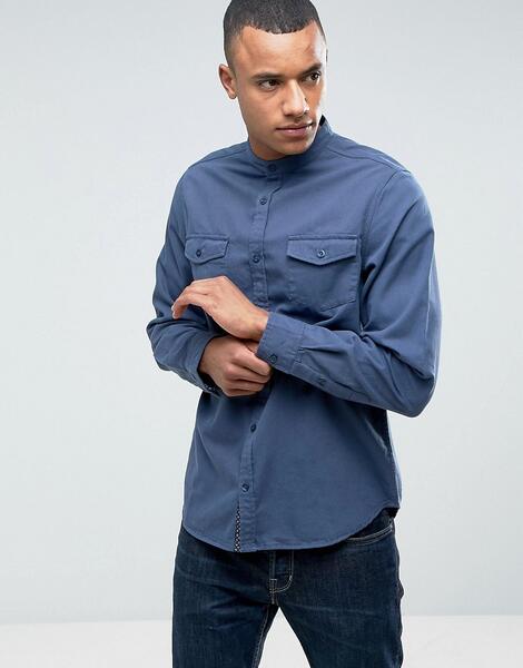 Рубашка с воротом на пуговице и двумя карманами Brave Soul - Синий 1069929