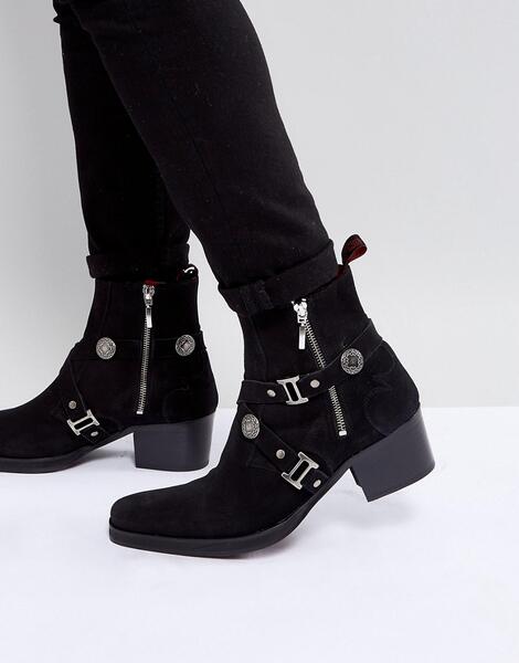 Черные замшевые ботинки с пряжками Jeffery West - Черный 1107299