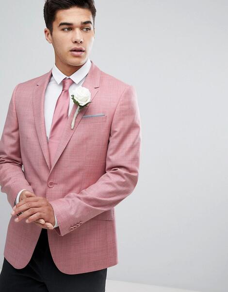 Розовый блейзер приталенного кроя из 100% шерсти ASOS WEDDING ASOS DESIGN 1135120