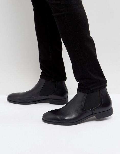 Черные кожаные ботинки челси Pier One - Черный 1131841