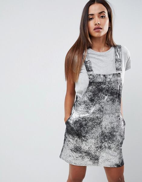 Платье мини с эффектом металлик Blank NYC - Серебряный 1186658