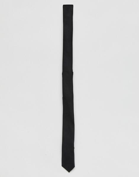 Черный узкий галстук ASOS DESIGN - Черный 1143189
