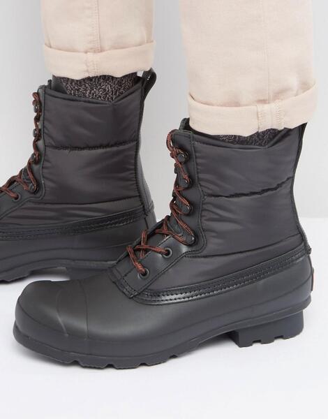 Стеганые ботинки на шнуровке Hunter Original - Черный 985618