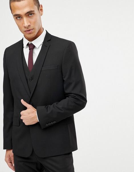 Черный зауженный пиджак ASOS DESIGN - Черный 1101283