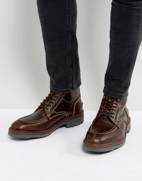 Кожаные ботинки на шнуровке H By Hudson Wycombe - Коричневый 1059149