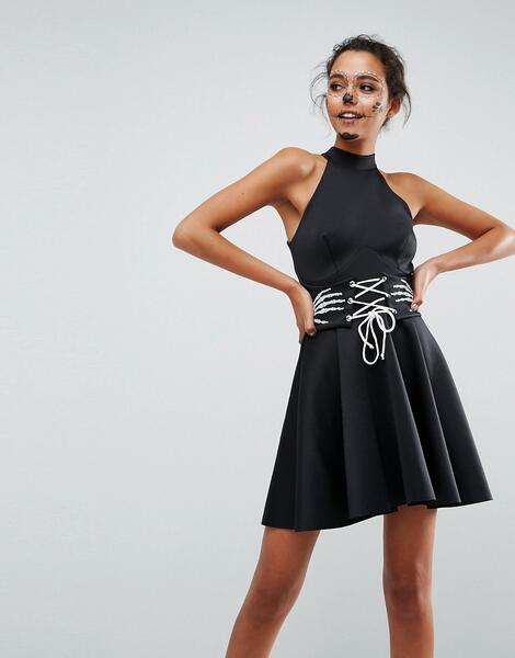 Платье мини с корсетом ASOS HALLOWEEN - Черный ASOS DESIGN 1157357