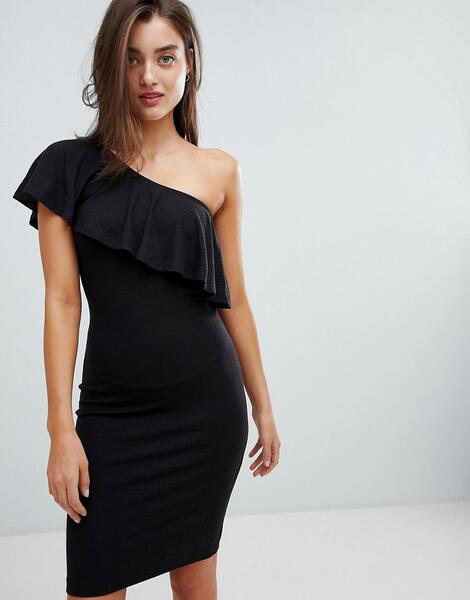Платье с оборкой на одно плечо Minimum - Черный 928088